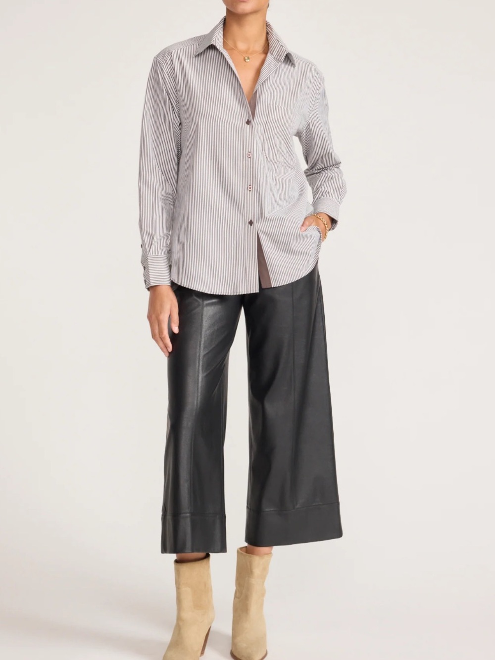 Brochu Walker Women’s The Everyday Shirt in Flint Stripe Size XS Minimalist
